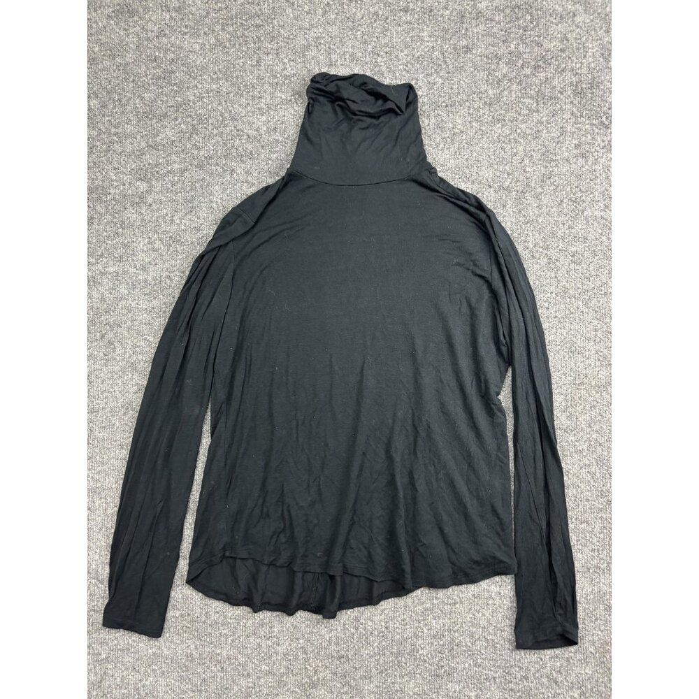 Pranaβ Shirt Womens Medium Black Turtleneck Long Sleeve Jersey Relaxed Top